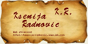 Ksenija Radnović vizit kartica